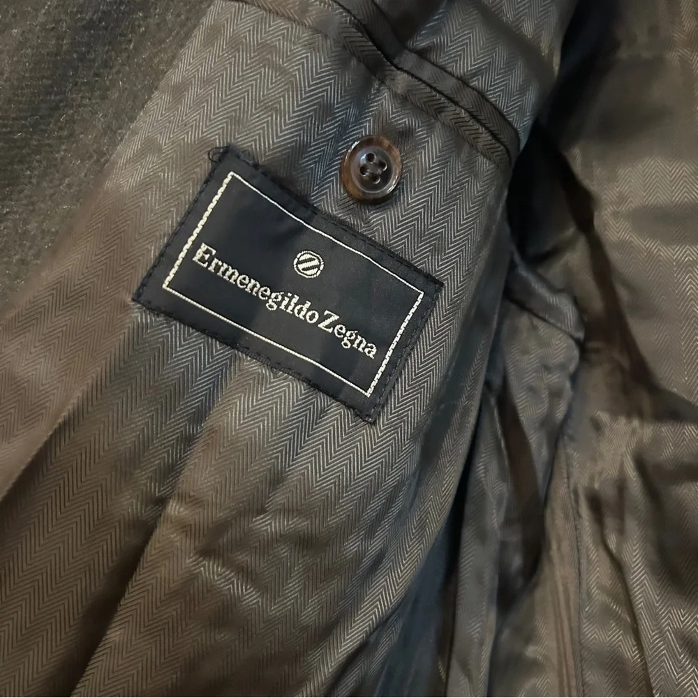 Ermenigildo Zegna 100% Cashmere Overcoat Olive Green Size 6 - Picture 3 of 6